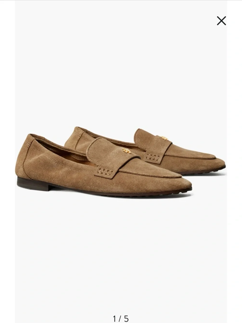 Tory Burch Suede Ballet Loafers in River Rock - Picture 3 of 7